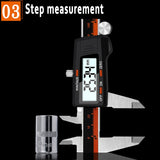 0-150mm Plastic Meter Stainless Steel Body Digital Display Electronic High-Precision Vernier Caliper, 2 Units of mm/inch, 3 Units of mm/in/f