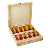 1/2 Handle Woodworking Engraving Machine Trimmer Cutting Tool With Wooden Box, 10 PCS / Set