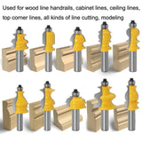 1/2 Handle Woodworking Engraving Machine Trimmer Cutting Tool With Wooden Box, 10 PCS / Set