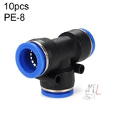 PE-14 LAIZE 2pcs PBT Plastic Tee Joint Pneumatic Quick Fitting Connector