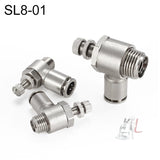 LAIZE Nickel Plated Copper Male Thread Throttle Valve Pneumatic Connector