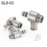 LAIZE Nickel Plated Copper Male Thread Throttle Valve Pneumatic Connector