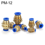 PM-8 LAIZE 2pcsPM Bulkhead Straight Pneumatic Quick Connector