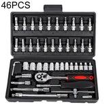 46 In 1 Multi-function Car Repair Combination Toolbox Ratchet Wrench Set (Red)