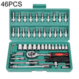 46 In 1 Multi-function Car Repair Combination Toolbox Ratchet Wrench Set (Red)