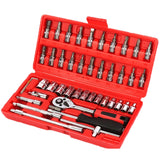 46 In 1 Multi-function Car Repair Combination Toolbox Ratchet Wrench Set (Red)