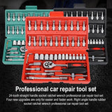 46 In 1 Multi-function Car Repair Combination Toolbox Ratchet Wrench Set (Red)