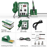 BEST BST-878D 2 in 1 AC 220V 700W LED Displayer Helical Wind Adjustable Temperature Unleaded Hot Air Gun + Solder Station & Soldering Iron