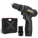 HILDA Home Power Drill 12V Li-Ion Drill With Charger And Battery, UK Plug