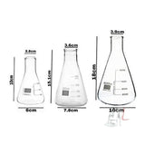 Chemistry Kit  Cylinder, Beakers and Conical Flask (100,250,500ml) with Stirring Rod and Cleaning Brush - Pack of 11- Lab Glassware