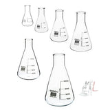 Conical Flask Set 25 ml, 50 ml, 100 ml, 250 ml, 500 ml, 1000 ml with Graduation Marks- 