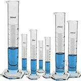 SPYLX Borosilicate 3.3 Glass Measuring Cylinder 5 ml, 10 ml, 25 ml, 50 ml, 100 ml, 250 ml, 500 ml with Graduation Marks, Set of 7 Measuring Cylinders- 