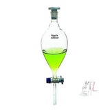 SPYLX Borosilicate Glass 3.3 Separating Funnel Pear Shape with Stop Cork and Inter changeable Plastic Stopper 100 ml- 