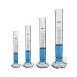 SPYLX Borosilicate Glass Measuring Cylinder Pack of 4-10ml, 25ml, 50ml,100ml- 