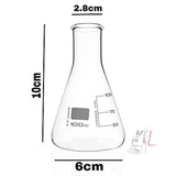 Scifa Glass Beakers 100ml, 250ml & Conical Flask 100ml, 250ml Borosilicate Glass With Marking- 