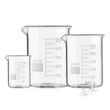 Scifa High Quality Borosilicate 3.3 Glass Beakers - 100 ml, 250 ml, 500 ml, Pack of 3- 