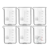 Scifa High Quality Borosilicate 3.3 Glass Beakers - 50 ml 6 pcs with Graduation Marks, Pack of 6- 