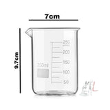 Scifa High Quality Borosilicate 3.3 Glass Beakers - 100 ml, 250 ml and Conical - 100 ml, 250 ml with Rubber Cork & Graduation Marks, Pack of 4- 